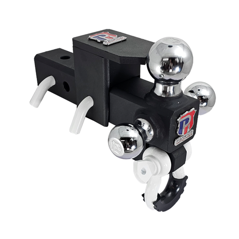 The Captain 5 in 1 - Patriot Hitches 5-Way 3-Ball Mount for 2-1/2" Hitches - The Captain - 30K – White Accent (Texture Chrome)