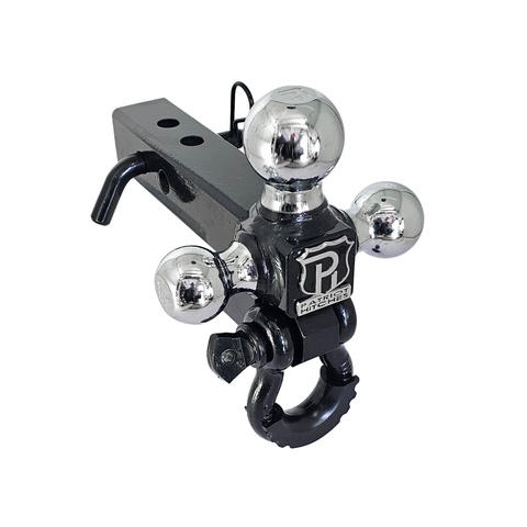 The Captain 4 in 1 - Patriot Hitches 4-Way 3-Ball Mount for 2" Hitches - The Captain - 30K - Black Gloss Accent (Black Gloss Chrome)