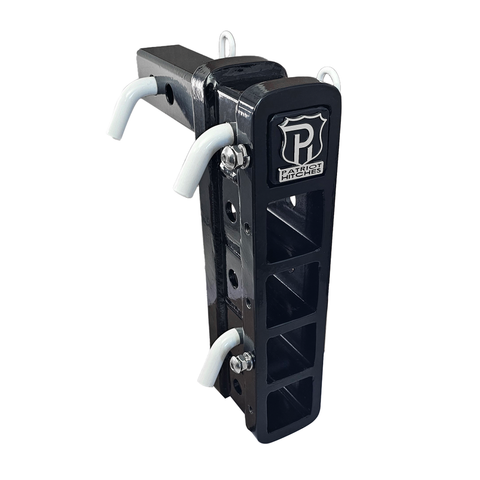 The Major - Patriot Hitches Adjustable Drop/Rise Hitch Stacked Receivers for 2" Hitches - 10" Drop/Rise – 25k - White Accent (Black Gloss)