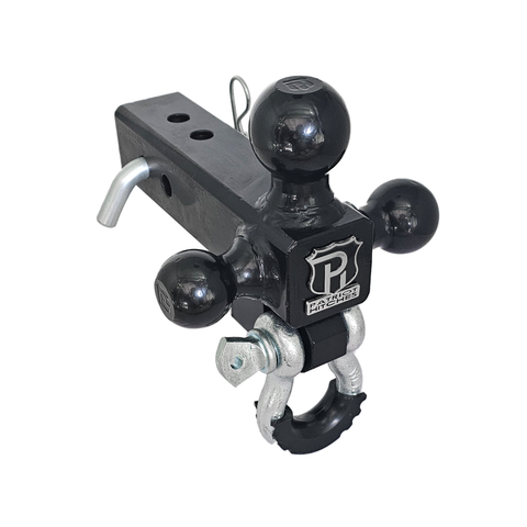 The Captain 4 in 1 - Patriot Hitches 4-Way 3-Ball Mount for 2-1/2" Hitches - The Captain - 30K - Silver Accent (Black Gloss)