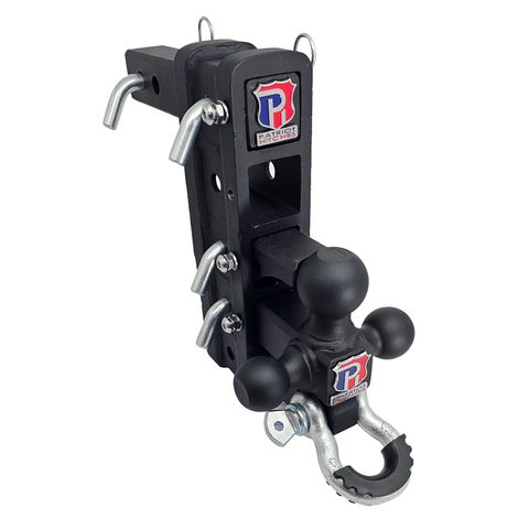 The Patriot - Patriot Hitches 8-Way 3-Ball Mount w/ Adjustable Stacked Receivers - 2" Hitch – 25K – Silver Accent