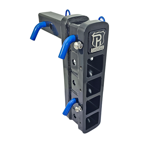 The Major - Patriot Hitches Adjustable Drop/Rise Hitch Stacked Receivers for 2" Hitches - 10" Drop/Rise – 25k - Blue Accent (Black Gloss)