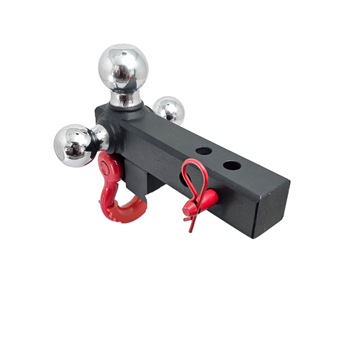 The Captain 4 in 1 - Patriot Hitches 4-Way 3-Ball Mount for 2" Hitches - The Captain - 30K - Red Accent (Texture Chrome)