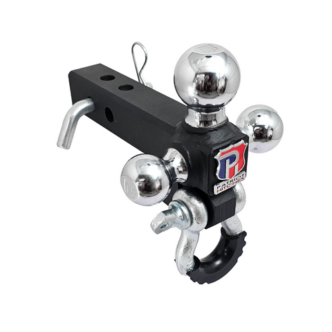 The Captain 4 in 1 - Patriot Hitches 4-Way 3-Ball Mount for 2" Hitches - The Captain - 30K - Silver Accent (Texture Chrome)