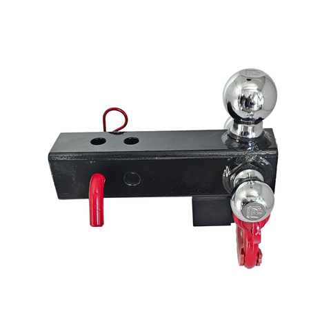 The Captain 4 in 1 - Patriot Hitches 4-Way 3-Ball Mount for 2-1/2" Hitches - The Captain - 30K - Red Accent (Black Gloss - Chrome)