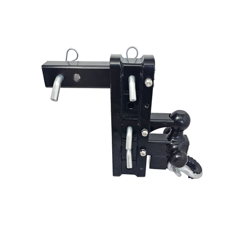 The Patriot - Patriot Hitches 8-Way 3-Ball Mount w/ Adjustable Stacked Receivers - 2" Hitch – 25K – Silver Accent (Black Gloss)