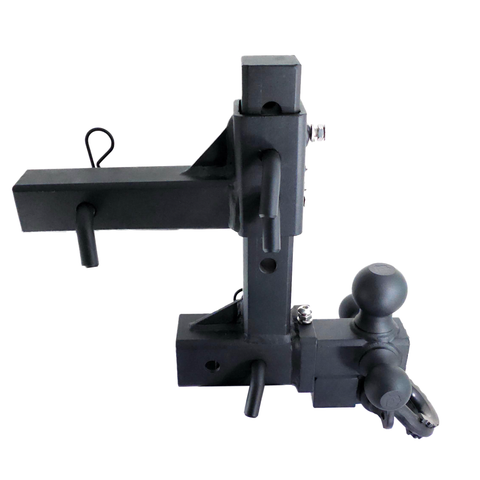 The Commander - Patriot Hitches 2" Adjustable Drop Hitch Adapter - 11" Rise/Drop - 10K w/ 4-Way 3-Ball Mount - Black Texture Accent
