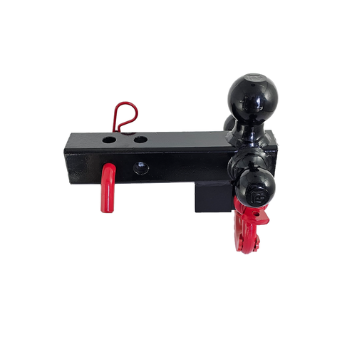 The Captain 4 in 1 - Patriot Hitches 4-Way 3-Ball Mount for 2" Hitches - The Captain - 30K - Red Accent (Black Gloss)