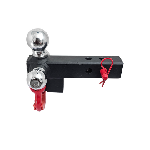 The Captain 4 in 1 - Patriot Hitches 4-Way 3-Ball Mount for 2" Hitches - The Captain - 30K - Red Accent (Texture Chrome)