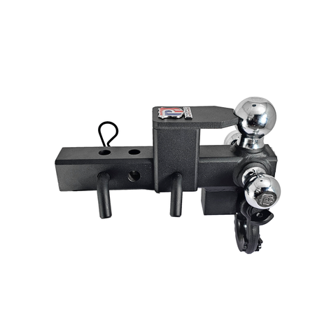 The Captain 5 in 1 - Patriot Hitches 5-Way 3-Ball Mount for 2" Hitches - The Captain - 30K – Black Texture Accent (Texture Chrome)