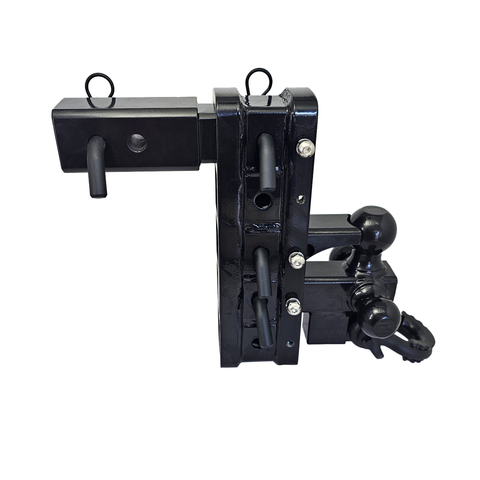 The Patriot - Patriot Hitches 8-Way 3-Ball Mount w/ Adjustable Stacked Receivers – 2-1/2" Hitch – 25K – Black Texture Accent (Black Gloss)