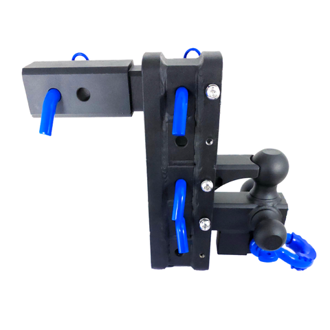 The Patriot - Patriot Hitches 8-Way 3-Ball Mount w/ Adjustable Stacked Receivers – 2-1/2" Hitch – 25K – Blue Accent