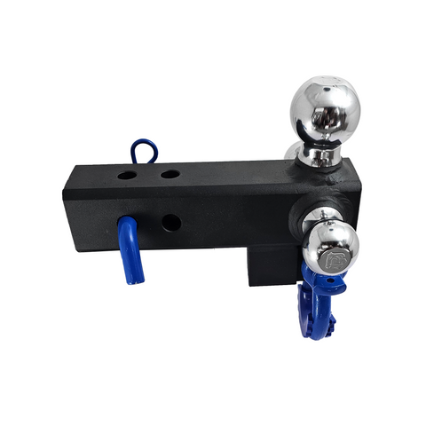 The Captain 4 in 1 - Patriot Hitches 4-Way 3-Ball Mount for 2-1/2" Hitches - The Captain - 30K - Blue Accent (Texture Chrome)