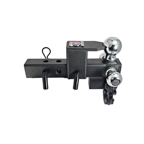 The Captain 5 in 1 - Patriot Hitches 5-Way 3-Ball Mount for 2" Hitches - The Captain - 30K – Black Gloss Accent (Texture Chrome)
