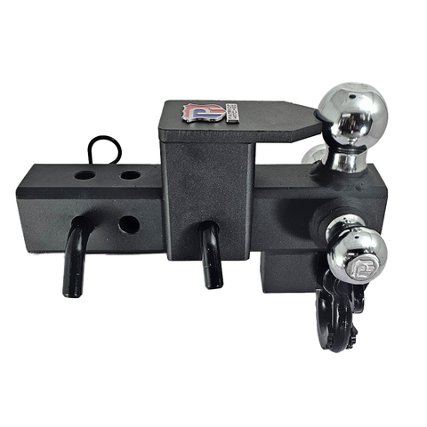 The Captain 5 in 1 - Patriot Hitches 5-Way 3-Ball Mount for 2-1/2" Hitches - The Captain - 30K – Black Gloss Accent (Texture Chrome)