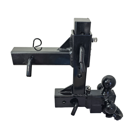 The Commander - Patriot Hitches 2" Adjustable Drop Hitch Adapter - 11" Rise/Drop - 10K w/ 4-Way 3-Ball Mount - Black Gloss Accent (Black Gloss)
