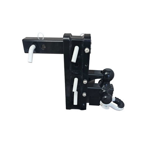 The Patriot - Patriot Hitches 8-Way 3-Ball Mount w/ Adjustable Stacked Receivers - 2" Hitch – 25K – White Accent (Black Gloss)