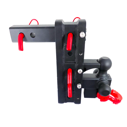 The Patriot - Patriot Hitches 8-Way 3-Ball Mount w/ Adjustable Stacked Receivers - 2" Hitch – 25K – Red Accent