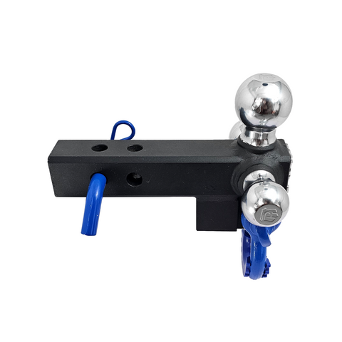 The Captain 4 in 1 - Patriot Hitches 4-Way 3-Ball Mount for 2" Hitches - The Captain - 30K - Blue Accent (Texture Chrome)