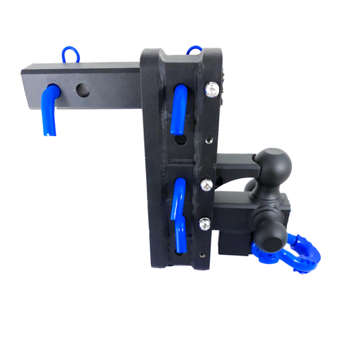 The Patriot - Patriot Hitches 8-Way 3-Ball Mount w/ Adjustable Stacked Receivers - 2" Hitch – 25K – Blue Accent