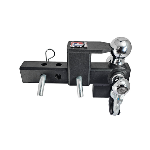 The Captain 5 in 1 - Patriot Hitches 5-Way 3-Ball Mount for 2" Hitches - The Captain - 30K – Silver Accent (Texture Chrome)