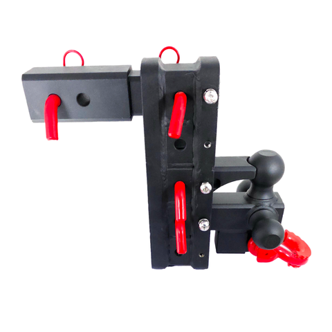 The Patriot - Patriot Hitches 8-Way 3-Ball Mount w/ Adjustable Stacked Receivers – 2-1/2" Hitch – 25K – Red Accent