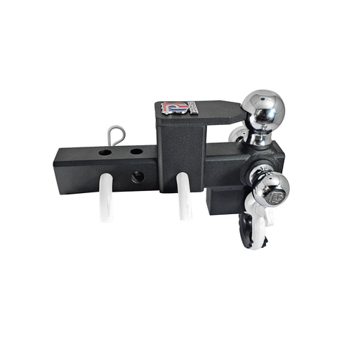 The Captain 5 in 1 - Patriot Hitches 5-Way 3-Ball Mount for 2" Hitches - The Captain - 30K – White Accent (Texture Chrome)