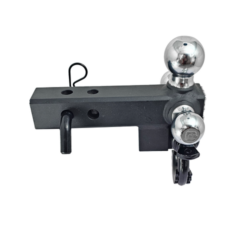 The Captain 4 in 1 - Patriot Hitches 4-Way 3-Ball Mount for 2" Hitches - The Captain - 30K - Black Gloss Accent (Texture Chrome)
