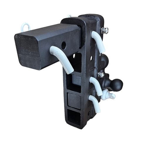 The Patriot - Patriot Hitches 8-Way 3-Ball Mount w/ Adjustable Stacked Receivers – 2-1/2" Hitch – 25K – White Accent