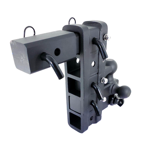 The Patriot - Patriot Hitches 8-Way 3-Ball Mount w/ Adjustable Stacked Receivers – 2-1/2" Hitch – 25K – Black Gloss Accent