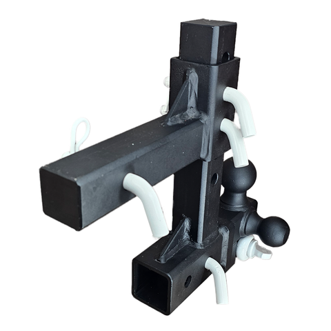 The Commander - Patriot Hitches 2" Adjustable Drop Hitch Adapter - 11" Rise/Drop - 10K w/ 4-Way 3-Ball Mount - White Accent