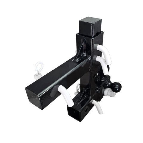 The Commander - Patriot Hitches 2" Adjustable Drop Hitch Adapter - 11" Rise/Drop - 10K w/ 4-Way 3-Ball Mount - White Accent (Black Gloss)