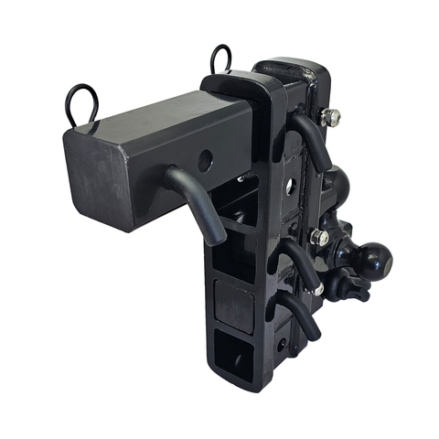 The Patriot - Patriot Hitches 8-Way 3-Ball Mount w/ Adjustable Stacked Receivers – 2-1/2" Hitch – 25K – Black Texture Accent (Black Gloss)