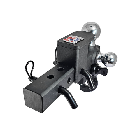 The Captain 5 in 1 - Patriot Hitches 5-Way 3-Ball Mount for 2" Hitches - The Captain - 30K – Black Gloss Accent (Texture Chrome)