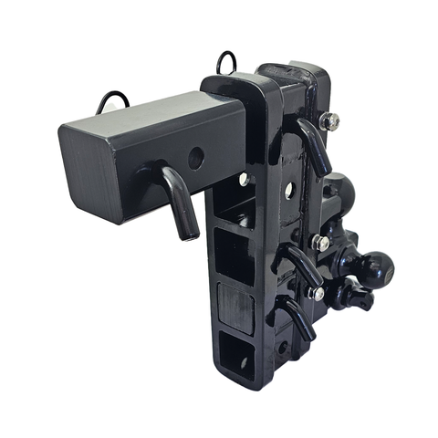 The Patriot - Patriot Hitches 8-Way 3-Ball Mount w/ Adjustable Stacked Receivers – 2-1/2" Hitch – 25K – Black Gloss Accent (Black Gloss)