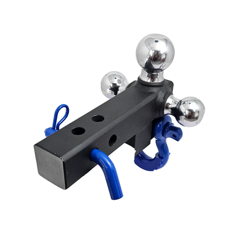 The Captain 4 in 1 - Patriot Hitches 4-Way 3-Ball Mount for 2" Hitches - The Captain - 30K - Blue Accent (Texture Chrome)