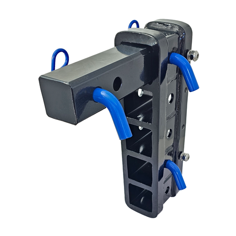The Major - Patriot Hitches Adjustable Drop/Rise Hitch Stacked Receivers for 2" Hitches - 10" Drop/Rise – 25k - Blue Accent (Black Gloss)