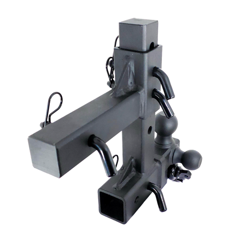 The Commander - Patriot Hitches 2" Adjustable Drop Hitch Adapter - 11" Rise/Drop - 10K w/ 4-Way 3-Ball Mount - Black Gloss Accent