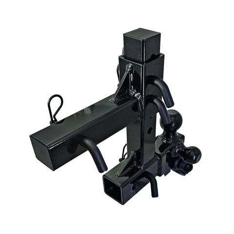 The Commander - Patriot Hitches 2" Adjustable Drop Hitch Adapter - 11" Rise/Drop - 10K w/ 4-Way 3-Ball Mount - Black Texture Accent (Black Gloss)