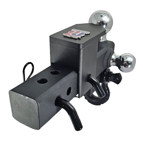The Captain 5 in 1 - Patriot Hitches 5-Way 3-Ball Mount for 2-1/2" Hitches - The Captain - 30K – Black Gloss Accent (Texture Chrome)