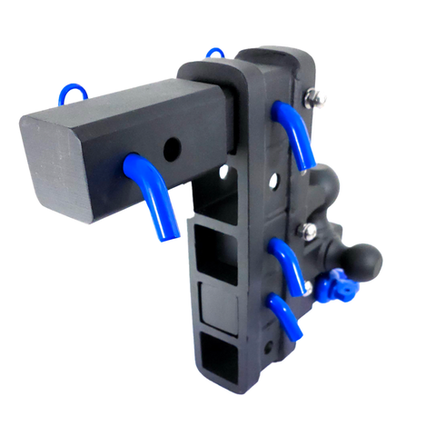 The Patriot - Patriot Hitches 8-Way 3-Ball Mount w/ Adjustable Stacked Receivers – 2-1/2" Hitch – 25K – Blue Accent