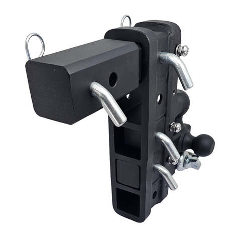 The Patriot - Patriot Hitches 8-Way 3-Ball Mount w/ Adjustable Stacked Receivers – 2-1/2" Hitch – 25K – Silver Accent