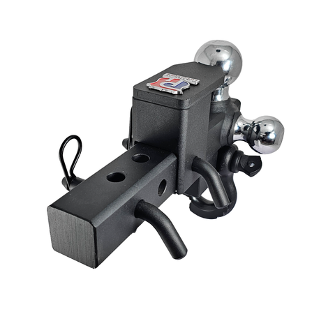 The Captain 5 in 1 - Patriot Hitches 5-Way 3-Ball Mount for 2" Hitches - The Captain - 30K – Black Texture Accent (Texture Chrome)