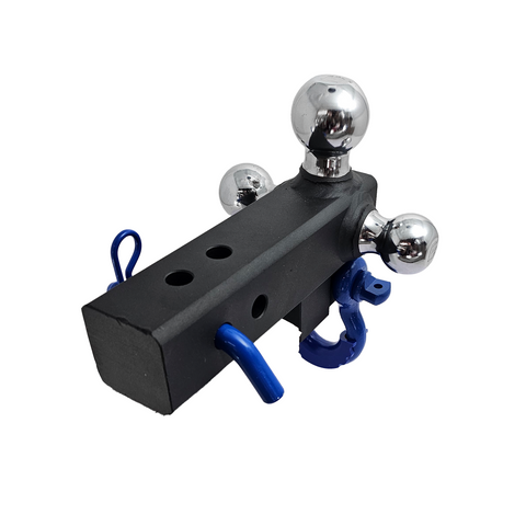 The Captain 4 in 1 - Patriot Hitches 4-Way 3-Ball Mount for 2-1/2" Hitches - The Captain - 30K - Blue Accent (Texture Chrome)