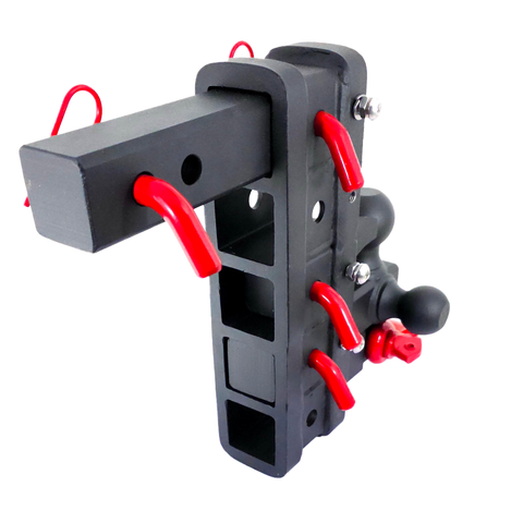 The Patriot - Patriot Hitches 8-Way 3-Ball Mount w/ Adjustable Stacked Receivers - 2" Hitch – 25K – Red Accent