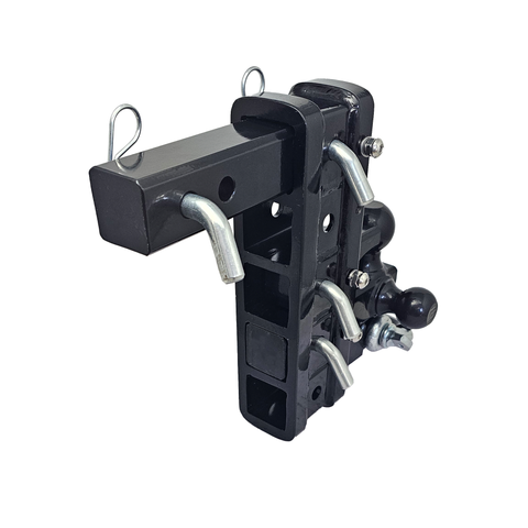 The Patriot - Patriot Hitches 8-Way 3-Ball Mount w/ Adjustable Stacked Receivers - 2" Hitch – 25K – Silver Accent (Black Gloss)