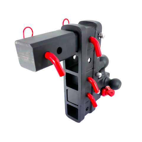 The Patriot - Patriot Hitches 8-Way 3-Ball Mount w/ Adjustable Stacked Receivers – 2-1/2" Hitch – 25K – Red Accent