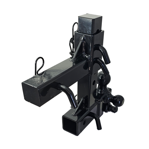 The Commander - Patriot Hitches 2" Adjustable Drop Hitch Adapter - 11" Rise/Drop - 10K w/ 4-Way 3-Ball Mount - Black Gloss Accent (Black Gloss)