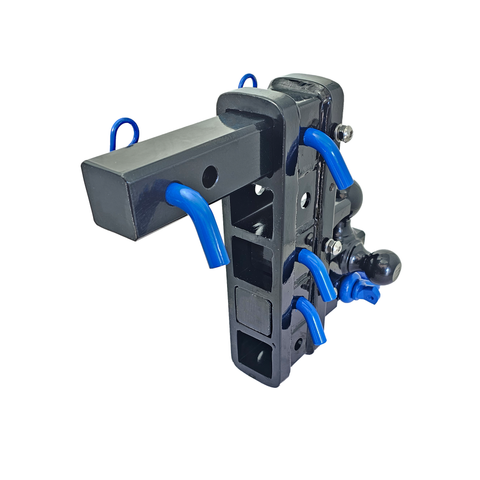 The Patriot - Patriot Hitches 8-Way 3-Ball Mount w/ Adjustable Stacked Receivers - 2" Hitch – 25K – Blue Accent (Black Gloss)