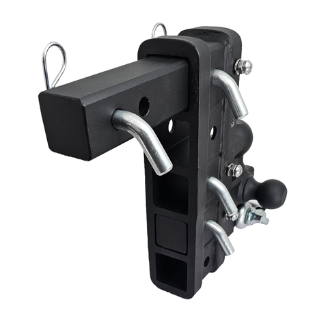 The Patriot - Patriot Hitches 8-Way 3-Ball Mount w/ Adjustable Stacked Receivers - 2" Hitch – 25K – Silver Accent